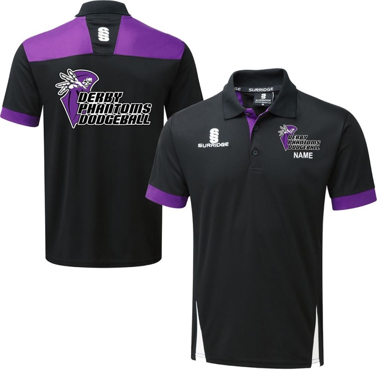 Derby Phantoms Dodgeball  Blade Polo Black/Purple/White