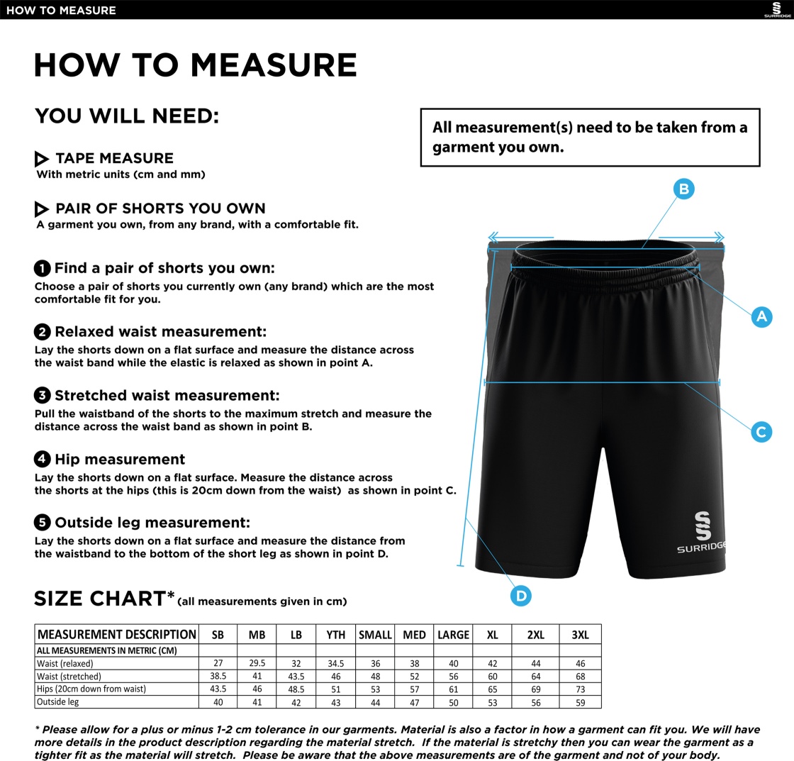 Derby Phantoms  Blade Shorts Black - Size Guide